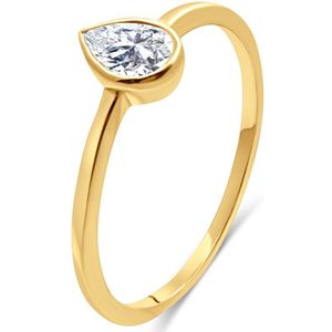 Silventi 9NBSAM-G230357 Gouden Ring met Zirkonia - Dames - Druppel - 6,5x5mm - Maat 54 - 14 Karaat - Goud