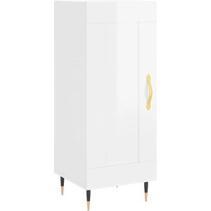 vidaXL - Dressoir - 34,5x34x90 - cm - bewerkt - hout - hoogglans - wit