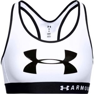 Under Armour Mid Keyhole Graphic Bra 1344333-100, Vrouwen, Wit, Sport Beha, maat: XS