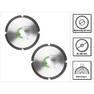 Festool 2x diamantzaagblad 160 x 2,2 x 20 mm DIA4 voor TS 55 R en TSC 55 ( 2x 201910 )