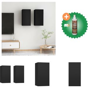 vidaXL Tv-meubelen 2 st 30-5x30x60 cm spaanplaat zwart - Kast - Inclusief Houtreiniger en verfrisser