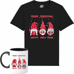 Christmas Gnomies - Foute kersttrui kerstcadeau - Dames / Heren / Unisex Kleding - Grappige Kerst Outfit - T-Shirt met mok - Unisex - Zwart - Maat 4XL