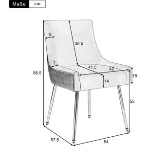 Sweiko 2-delige eetkamerstoel met verticale strepen, gestoffeerde fauteuil, metalen beenstoel met metalen handvat, moderne lounge stoel, slaapkamer woonkamer stoel, grijs