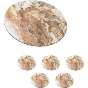 Onderzetters voor glazen - Rond - Kristallen - Graniet - Rood - 10x10 cm - Glasonderzetters - 6 stuks