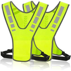2 stuks reflecterend vest instelbaar licht veiligheidsvest ademend loopvest voor joggen, wandelen en fietsen