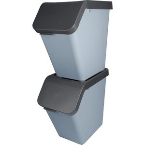 Sunware Sigma home Prullenbak Stapelbaar - 40L - Set van 2 - Blauw