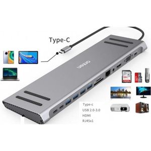 Onten 13-in-1 USB-C Multifunctioneel Dockingstation - USB-C Dockingstation - Multifunctioneel Dockingstation - 13-in-1 Dockingstation - USB-C Hub - Docking Station met Meerdere Poorten