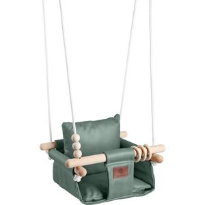 Luxe Baby / Kinder Schommel voor binnen of buiten! - Baby Swing Zeegroen - Schommelstoel inclusief Zachte Kussens, Veiligheidsriem en Bevestigingsmaterialen - Gemonteerd Verzonden!