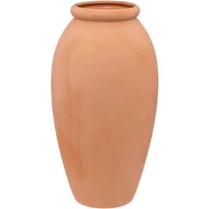 Atmosphera Bloemenvaas Porto - steenrood - terracotta - D16 x H29 cm - kruik vaas - Mediterrane sfeer