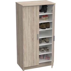 Schoenenkast Shoes 108 cm hoog geborsteld eiken