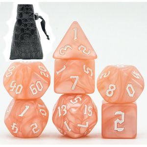 Genvi Dobbelstenen Set Macaron Colors Licht Roze - Met drakenschubben zakje