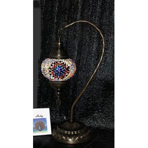 Turkse mozaïek tafellamp - handgemaakt boogmodel - E14 lamp - 42 cm hoog - kleurrijke ster