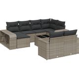 vidaXL - 11-delige - Loungeset - met - kussens - poly - rattan - grijs