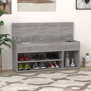 The Living Store Schoenenbank - Trendy - Opbergbank - Afmeting 105 x 30 x 45 cm - Kleur Grijs Sonoma Eiken