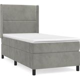 vidaXL - Boxspring - met - matras - fluweel - lichtgrijs - 80x200 - cm