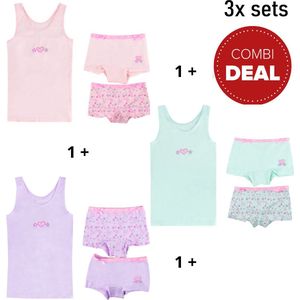 Funderwear - kleuter/kinder/tiener - Ondergoed sets - meisjes - hartjes - 3 sets - maat 140/146