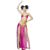 Smiffy's - 1001 Nacht & Arabisch & Midden-Oosten Kostuum - 1001 Nacht Nourah Belly Danseres - Vrouw - Roze, Goud - Medium - Carnavalskleding - Verkleedkleding