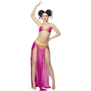 Smiffy's - 1001 Nacht & Arabisch & Midden-Oosten Kostuum - 1001 Nacht Nourah Belly Danseres - Vrouw - Roze, Goud - Medium - Carnavalskleding - Verkleedkleding