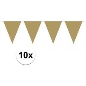 10x vlaggenlijn / slinger goud 10 meter - totaal 100 meter - slingers