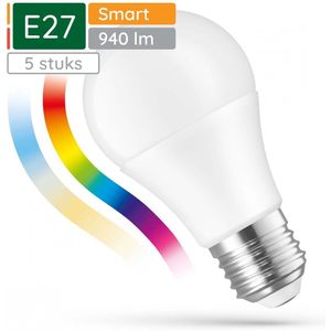 Spectrum Smart LED Lamp E27 8.5W - 230V - 940 Lumen - 2700-6500K - Bluetooth Compatibel - 5 stuks