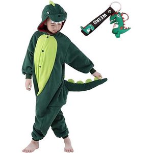 Onesie Draak groen huispak verkleedpak Dino kostuum kinderen - 140-146 (140) + hanger verkleedkleding