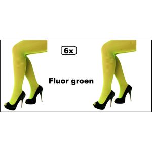 6x Netpanty fluor-neon groen - Festival themafeest dans feest party verjaardag optocht