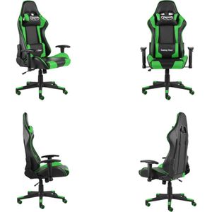 vidaXL Gamestoel draaibaar PVC groen - Gamingstoel - Gamingstoelen - Racingstoel - Racingstoelen
