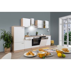 Goedkope keuken 280  cm - complete keuken met apparatuur Merle  - Eiken/Wit - soft close - elektrische kookplaat - vaatwasser - afzuigkap - oven  - spoelbak