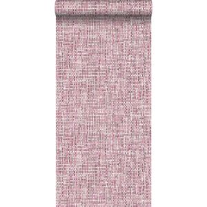 krijtverf eco texture vliesbehang geweven linnen multi tapijt intens bordeaux rood - 148663 van ESTAhome