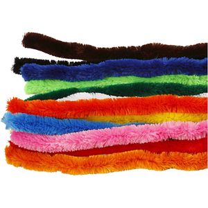 Chenilledraad, grote, L: 45 cm, dikte 25 mm, diverse kleuren, 60 div/ 1 doos