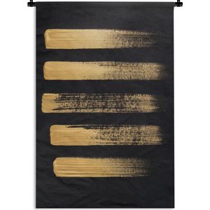 Wandkleed Goud - Patroon van gouden verf op een zwarte achtergrond Wandkleed katoen 90x135 cm - Wandtapijt met foto