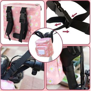 Kinderfietsmand met belstickers en waterafstotende stuurtas - Meisjesfiets accessoire met afneembare franjes - Geschikt voor de meeste kinderfietsen