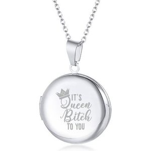 Fotohanger Met Ketting En Gravering - Rond - Its Queen Bitch To You