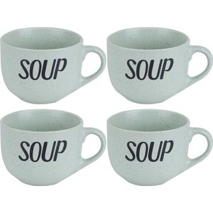 Cosy & Trendy Soepbekers - 4x stuks - groen - 11 cm - 510 ml - soepkom