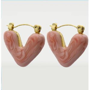 oorbellen met hart - Roze