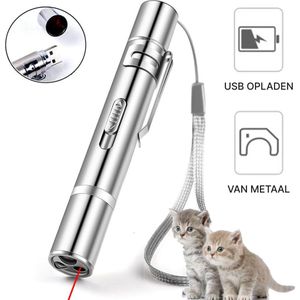 USB Laserpen - Laserpen - USB - Kattenspeeltjes - USB Oplaadbaar - Zaklamp - Kat - Laser – Kattenspeelgoed – 5 Patronen Beschikbaar