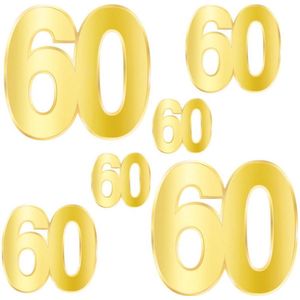 Decoratie 60 jaar goudkleurig 12 stuks - Verjaardag decoraties - Verjaardag versiering - 60 jaar decoraties - 60 jaar versiering