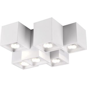 LED Plafondlamp - Plafondverlichting - Torna Ferry - GU10 Fitting - 6-lichts - Rechthoek - Mat Wit - Aluminium