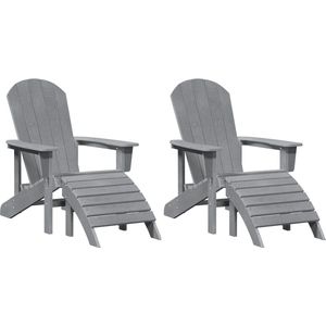 vidaXL - Adirondackzetels - met - voetensteunen - 2 - stuks - Lichtgrijs - HDPE