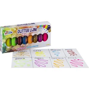 Grafix Glitterlijm - 8 x 140 ML | 8 verschillende kleuren - hobbylijm - knutselen