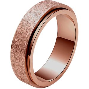 Despora - Anxiety Ring - (Glitter) - Stress Ring - Fidget Ring - Draaibare Ring - Spinning Ring - Spinner Ring - Rose Goudkleurig RVS - (16.75 mm / maat 53)