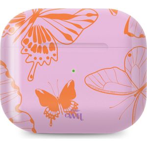 xoxo Wildhearts hoesje geschikt voor Airpods Pro 1 / Pro 2 - Give Me Butterflies - Ook als telefoonhoesje verkrijgbaar - schokbestendige case geschikt voor Airpod Pro (2) - koptelefoon case - Hoesje met vlinders - vlinderprint - roze / oranje
