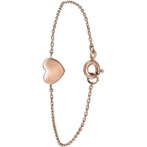 Lucardi Dames Armband rhodiumplated hart - Echt Zilver - Armband - Cadeau - 18 cm - Rosékleurig