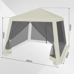 Néos® Tuinpaviljoen - Met Muggennet - Beige Oxford - 3x3m