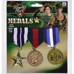 Militaire medailles 3x stuks - verkleed accessoires - onderscheidingen