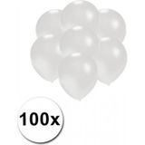 Kleine ballonnen wit metallic 100x stuks - Verjaardag feestartikelen en versiering