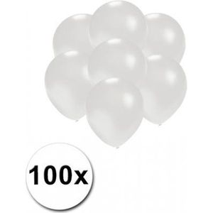 Kleine ballonnen wit metallic 100x stuks - Verjaardag feestartikelen en versiering