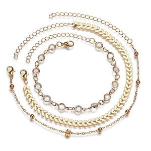 Joboly Multilayer enkelbandje - Dames - Goudkleurig - 19 cm