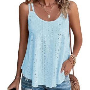 Tanktop dames zomer top sexy mouwloos T-shirt nieuw spaghetti cami bovenstuk zomermode shirt ronde hals blouses basic tops M