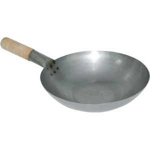 Wok - Zacht staal - Plattebodem - ()35,5cm